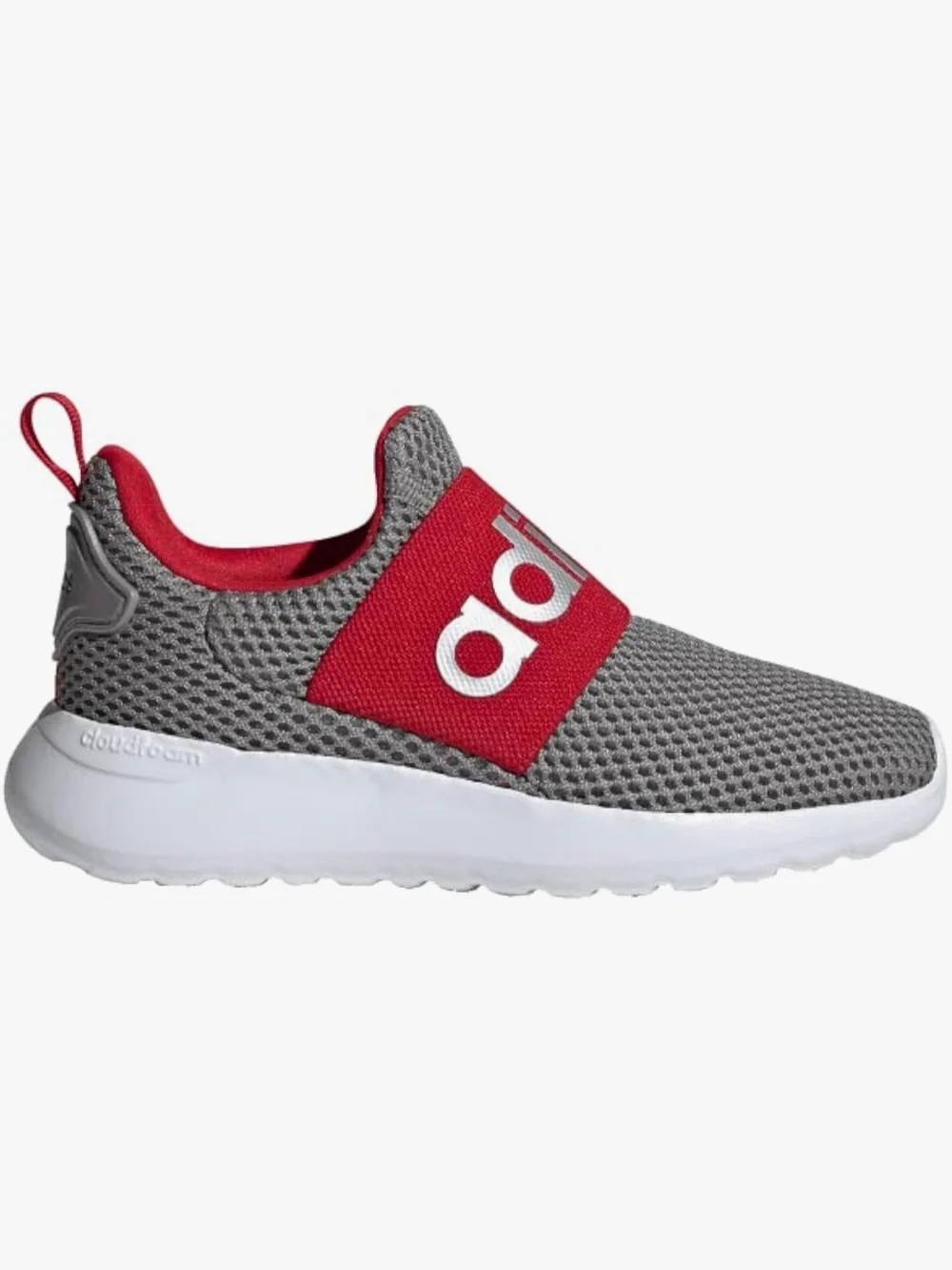 adidas Toddler Grey Mesh Slip-On Sneaker with Red Strap